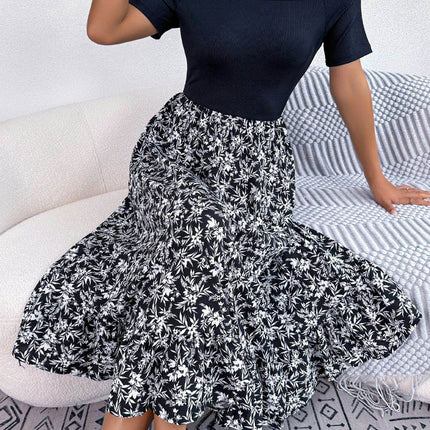 Printed Off-Shoulder Ruffle Hem Dress - MimiStylez