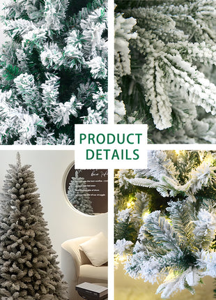 6FT- White Flocked Pre lit Lush Christmas Tree