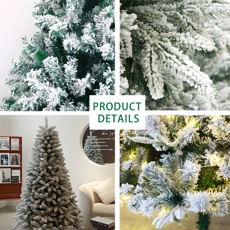 6FT- White Flocked Pre lit Lush Christmas Tree