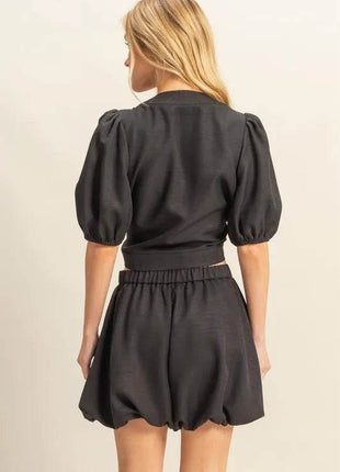 HYFVE Front Tie Top and Bubble Hem Shorts - MimiStylez