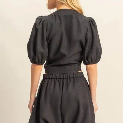 HYFVE Front Tie Top and Bubble Hem Shorts - MimiStylez