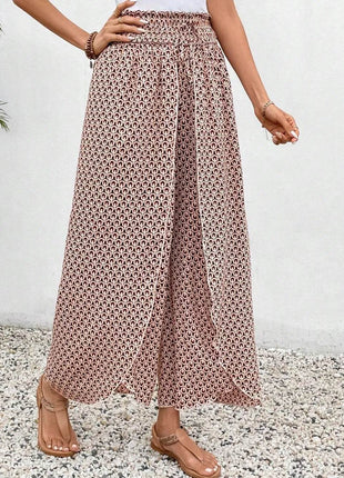 Tied Printed Wide Leg Pants - MimiStylez
