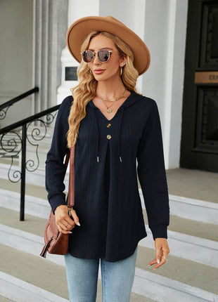 Long Sleeve Hooded Blouse - MimiStylez