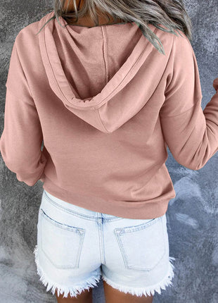 Dropped Shoulder Long Sleeve Hoodie with Pocket - MimiStylez