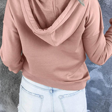 Dropped Shoulder Long Sleeve Hoodie with Pocket - MimiStylez