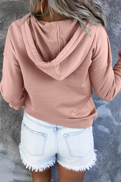 Dropped Shoulder Long Sleeve Hoodie with Pocket - MimiStylez