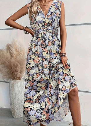Floral Sleeveless Midi Dress - MimiStylez