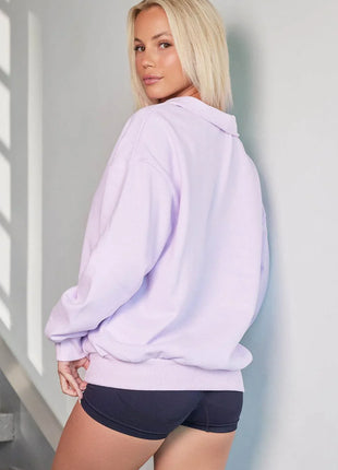 Quarter Zip Dropped Shoulder Sweatshirt - MimiStylez