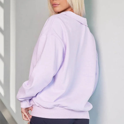 Quarter Zip Dropped Shoulder Sweatshirt - MimiStylez
