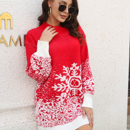 Snowflake Pattern Sweater Dress - MimiStylez