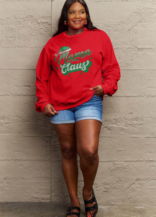 Simply Love Full Size MAMA CLAUS Round Neck Sweatshirt - MimiStylez