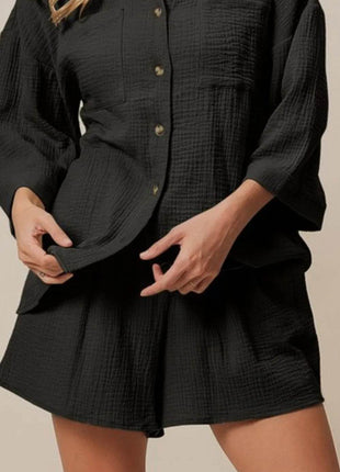 BiBi Crinkle Gauze Shirt and Short Set - MimiStylez