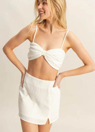 HYFVE Ruched Bra Top and Mini Skirt Set - MimiStylez
