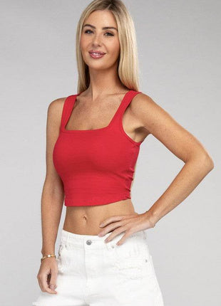 Cotton Square Neck Cropped Cami Top - MimiStylez