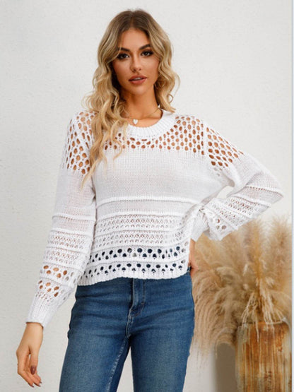 Cutout Round Neck Knit Top - MimiStylez