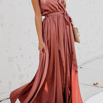 Surplice Tie Waist Maxi Dress - MimiStylez