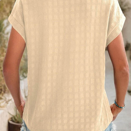 Textured Round Neck Short Sleeve Top - MimiStylez
