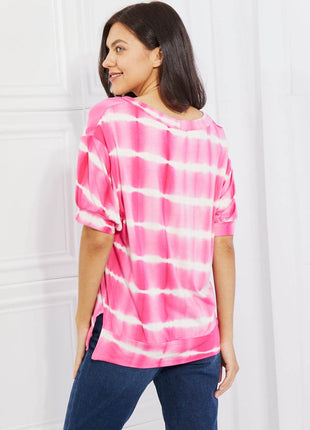 Yelete Full Size Oversized Fit V-Neck Striped Top - MimiStylez