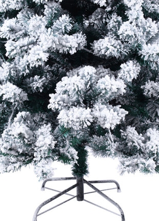 6FT Pre Lit Flocked Christmas Tree - 550 Lights Warm, 8 Patterns, 928 Branches, Automatic Tree Structure
