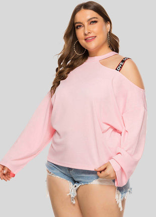 Plus Size Cold-Shoulder Round Neck Blouse - MimiStylez