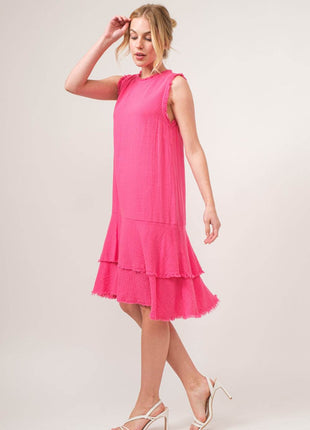 And The Why Washed Fringe Detail Tiered Dress - MimiStylez