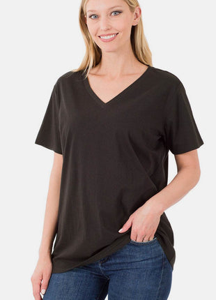 Zenana Full Size V-Neck Short Sleeve T-Shirt - MimiStylez