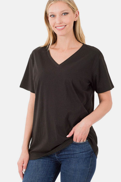 Zenana Full Size V-Neck Short Sleeve T-Shirt - MimiStylez