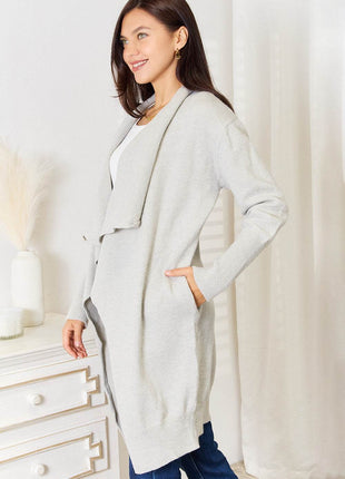 Open Front Duster Cardigan with Pockets - MimiStylez