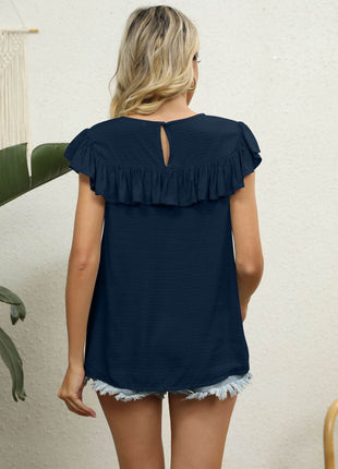 Spliced Lace Ruffled Blouse - MimiStylez