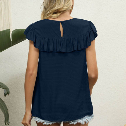 Spliced Lace Ruffled Blouse - MimiStylez