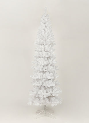7.5 Feet White Slender Faux Christmas Tree Including Foldable Metal Stands
