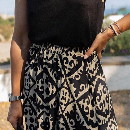 Geometric Elastic Waist Maxi Skirt - MimiStylez