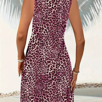 Leopard V-Neck Sleeveless Mini Dress - MimiStylez