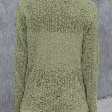 Eyelet Roll-Tab Sleeve Cardigan - MimiStylez