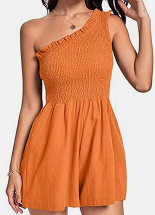 Smocked Single Shoulder Romper - MimiStylez