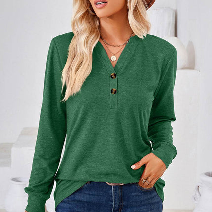 Notched Long Sleeve T-Shirt - MimiStylez