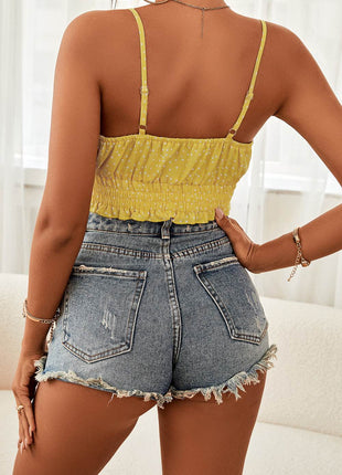 Polka Dot Tied Frill Trim Cami - MimiStylez