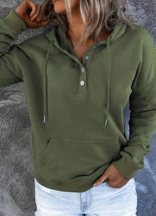 Dropped Shoulder Long Sleeve Hoodie with Pocket - MimiStylez