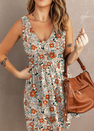 Printed Button Down Sleeveless Magic Dress - MimiStylez