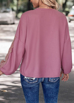 Lace Detail V-Neck Top - MimiStylez