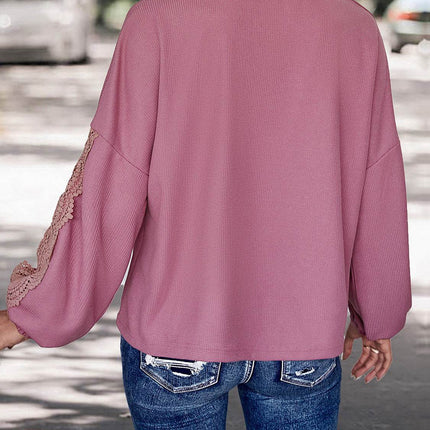 Lace Detail V-Neck Top - MimiStylez