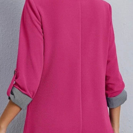 Lapel Collar Roll-Tab Sleeve Blazer - MimiStylez
