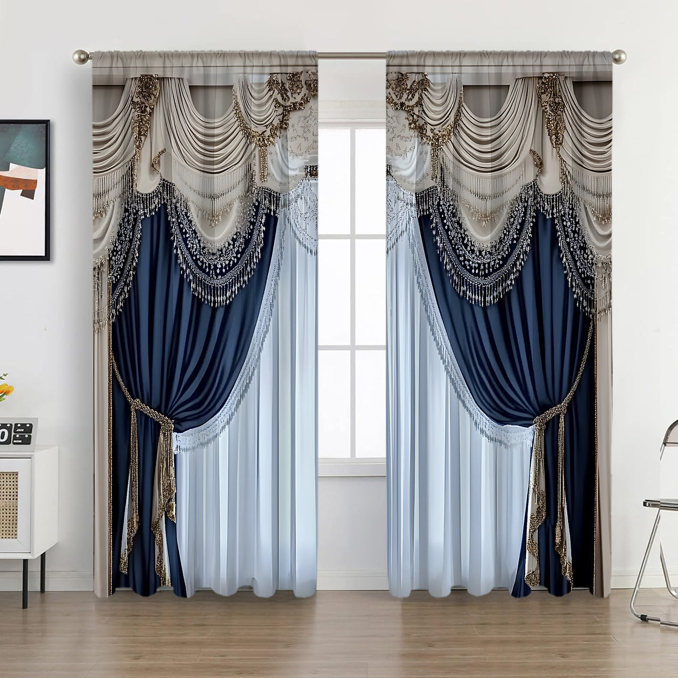 2PCs European Curtain Christmas Series