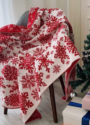 Christmas Nordic Knitted Snowflake Blanket