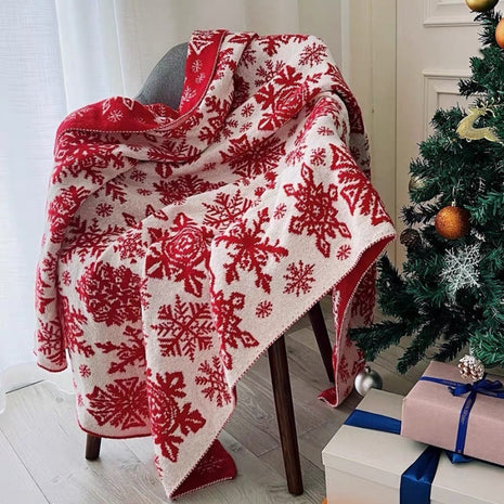 Christmas Nordic Knitted Snowflake Blanket