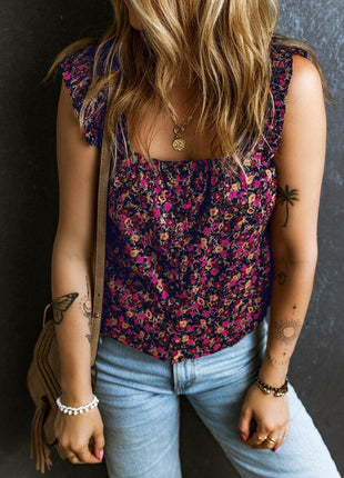 Printed Square Neck Tank - MimiStylez