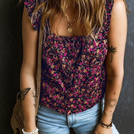 Printed Square Neck Tank - MimiStylez