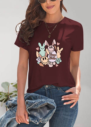 Graphic Round Neck Short Sleeve T-Shirt - MimiStylez