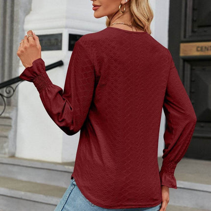 V-Neck Flounce Sleeve Blouse - MimiStylez