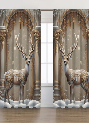2PCs European Curtain Christmas Series